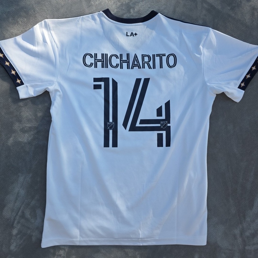 Adidas LA‎ Galaxy Chicharito #14 Home Jersey White With Blue Trim Size M  VGC